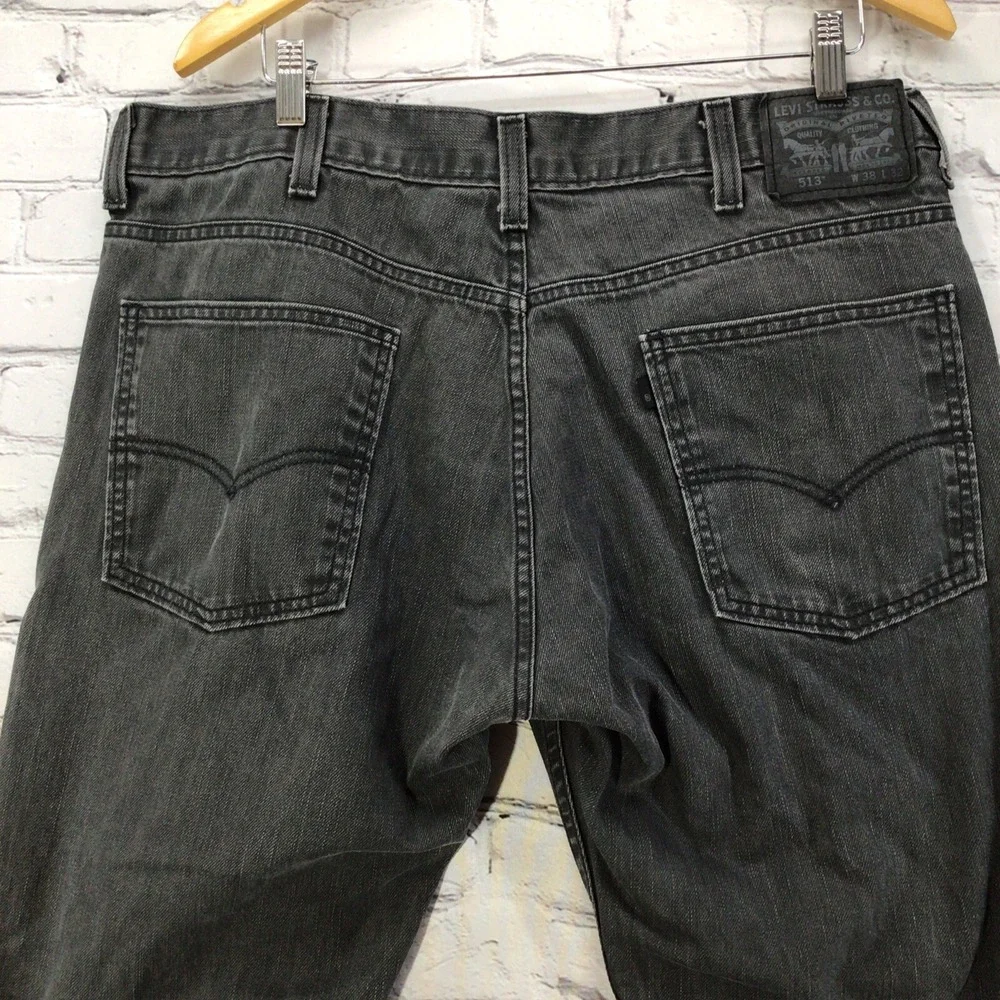 Levis 513 Black Jeans Mens‎ Sz 38X32 Flaws